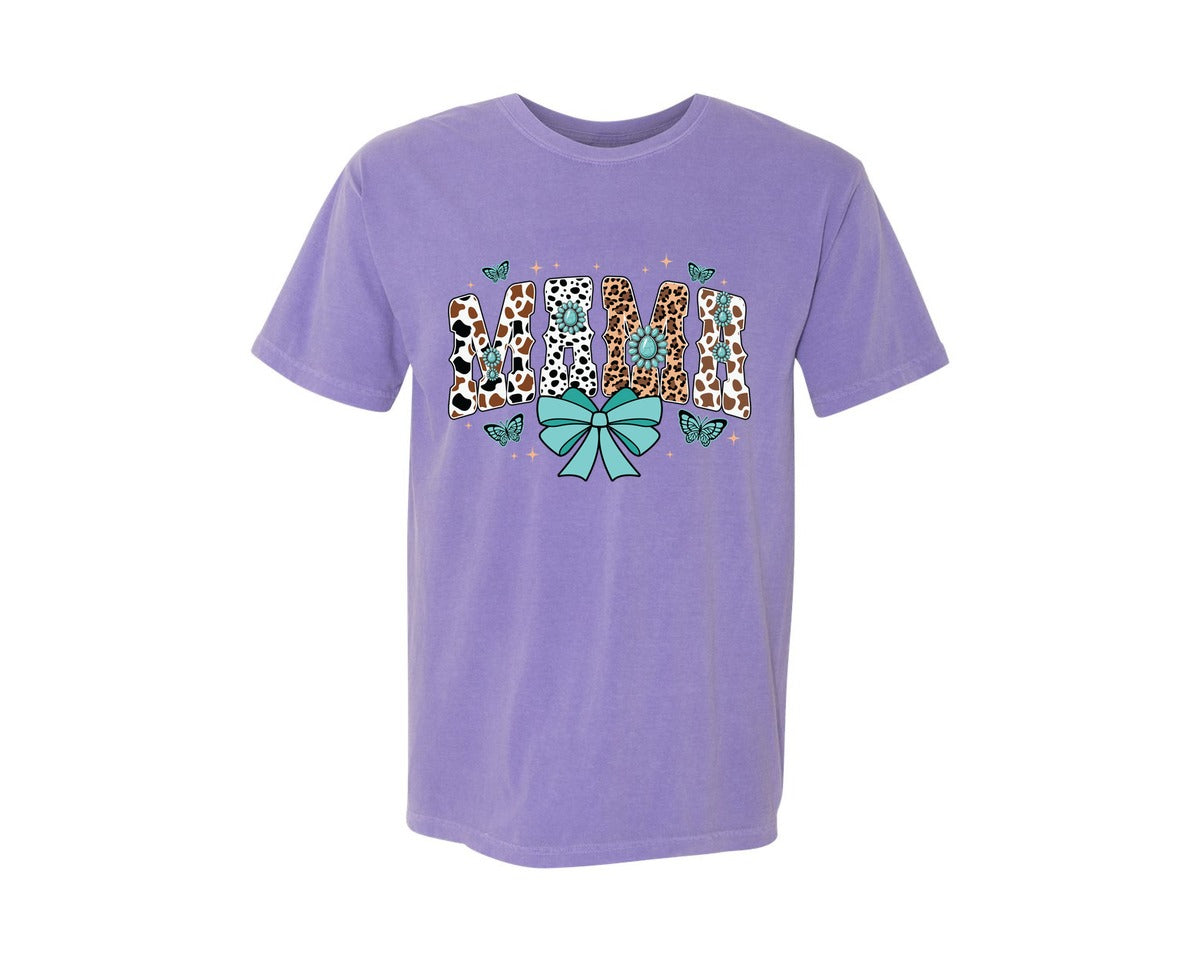 brand:Comfort Colors|color:Violet|Western Mama Blue Coquette Graphic T-Shirt