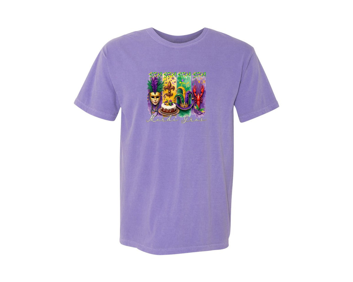 brand:Comfort Colors|color:Violet|Mardi Gras Coquette 2 Graphic T-Shirt