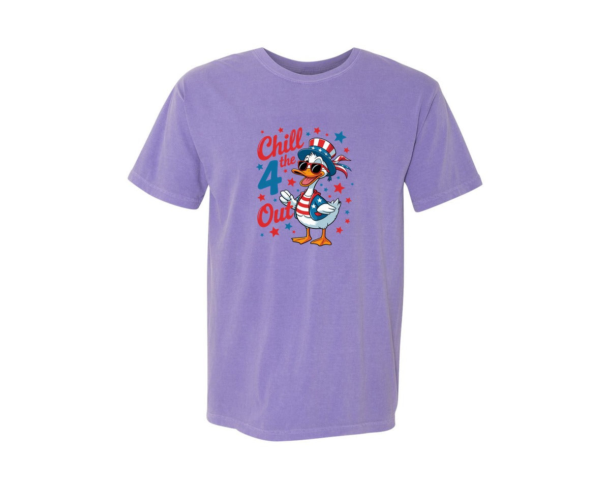 brand:Comfort Colors|color:Violet|Funny Goose Chill The 4Th Of July Graphic T-Shirt