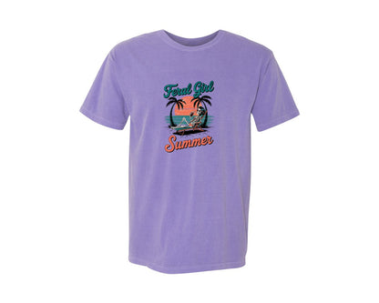 brand:Comfort Colors|color:Violet|Feral Girl Summer Beach Skeleton Graphic T-Shirt
