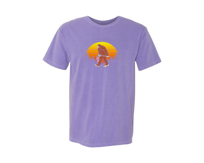 brand:Comfort Colors|color:Violet|Bigfoot Sasquatch Bbq Retro Barbecue Graphic T-Shirt