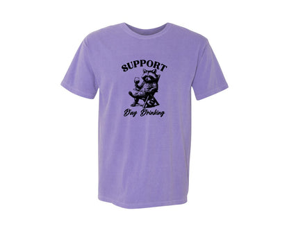 brand:Comfort Colors|color:Violet|Wine Pngraccoon With Wine Retro Graphic T-Shirt