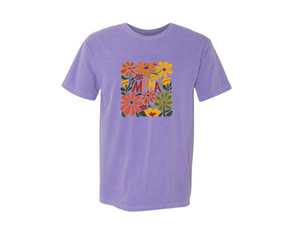 brand:Comfort Colors|color:Violet|Retro Floral Mama Boho Mothers Day 3 Graphic T-Shirt