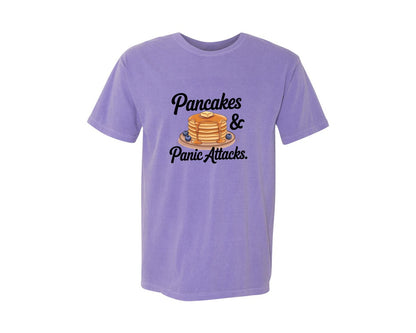 brand:Comfort Colors|color:Violet|Pancakes Panic Attacks Graphic T-Shirt