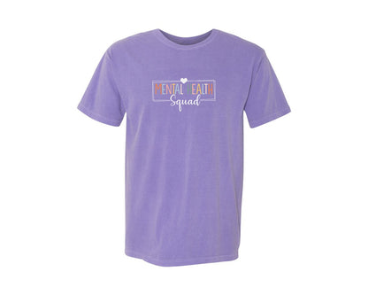 brand:Comfort Colors|color:Violet|Mental Health Squad Brain Illness Mental Graphic T-Shirt