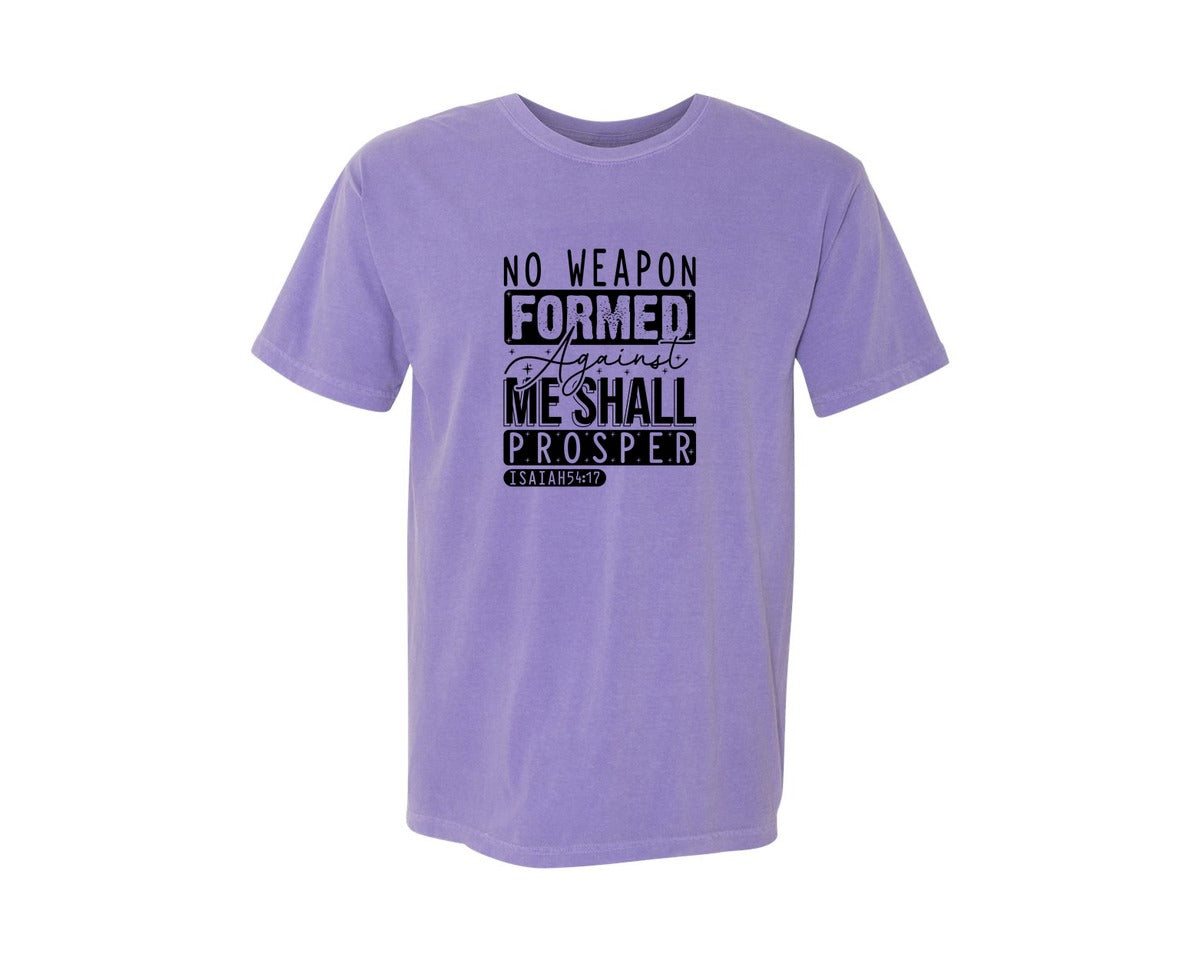 brand:Comfort Colors|color:Violet|No Weapon Formed Against Me Shall Prospe Graphic T-Shirt