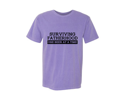 brand:Comfort Colors|color:Violet|Surviving Fatherhood Mens T Shirt Graphic T-Shirt