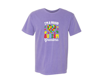 brand:Comfort Colors|color:Violet|Im A Proud Autism Grandma T Shirt Graphic T-Shirt