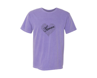 brand:Comfort Colors|color:Violet|Nonna Heart Shape Mothers Day Graphic T-Shirt