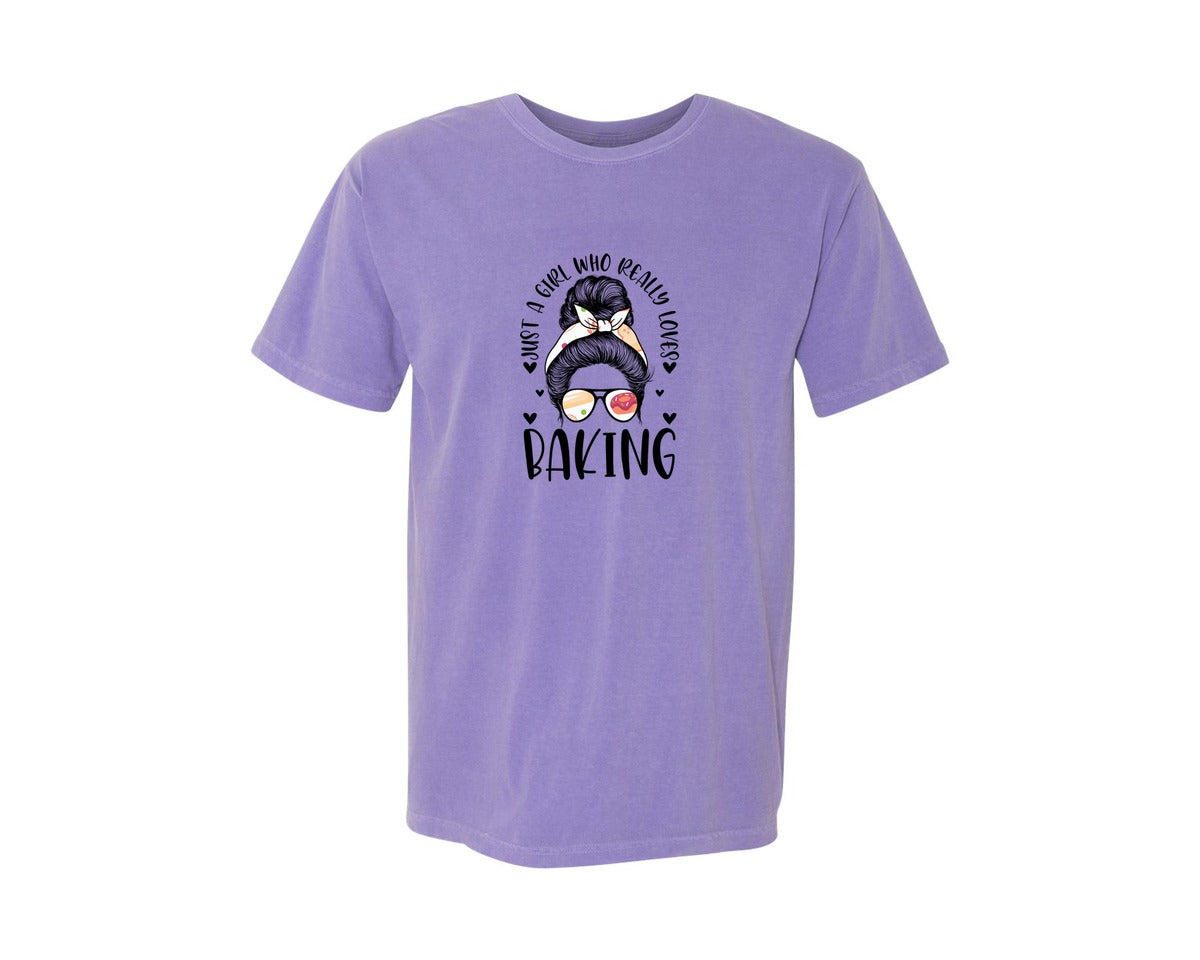 brand:Comfort Colors|color:Violet|Baking Girl Hair Bow Sunglasses Graphic T-Shirt