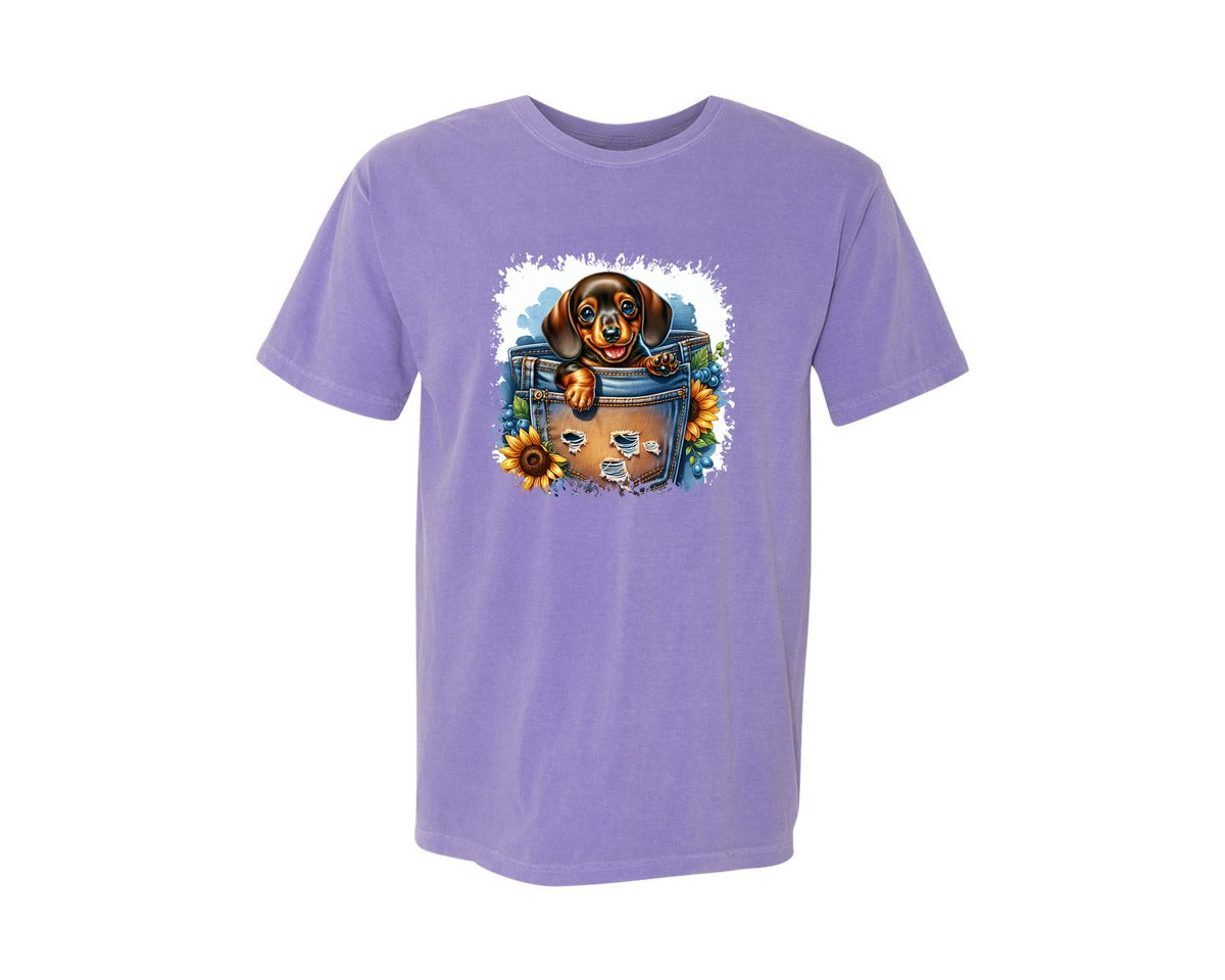 brand:Comfort Colors|color:Violet|Dog In Pocket Square Tshirt 29 Graphic T-Shirt