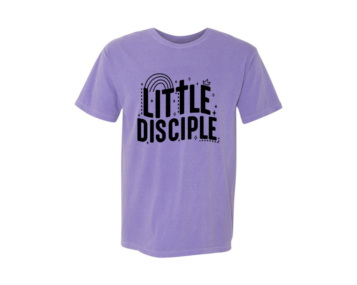 brand:Comfort Colors|color:Violet|Retro Little Disciple Tshirt Kids Graphic T-Shirt