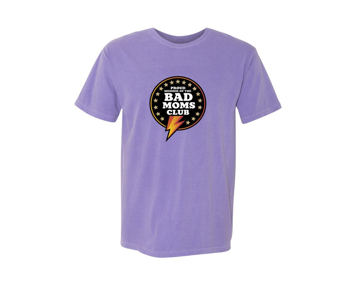brand:Comfort Colors|color:Violet|Proud Member Of The Bad Moms Club Funny Graphic T-Shirt