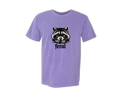 brand:Comfort Colors|color:Violet|Feral Raccoon Gothic Grunge Wild Graphic T-Shirt