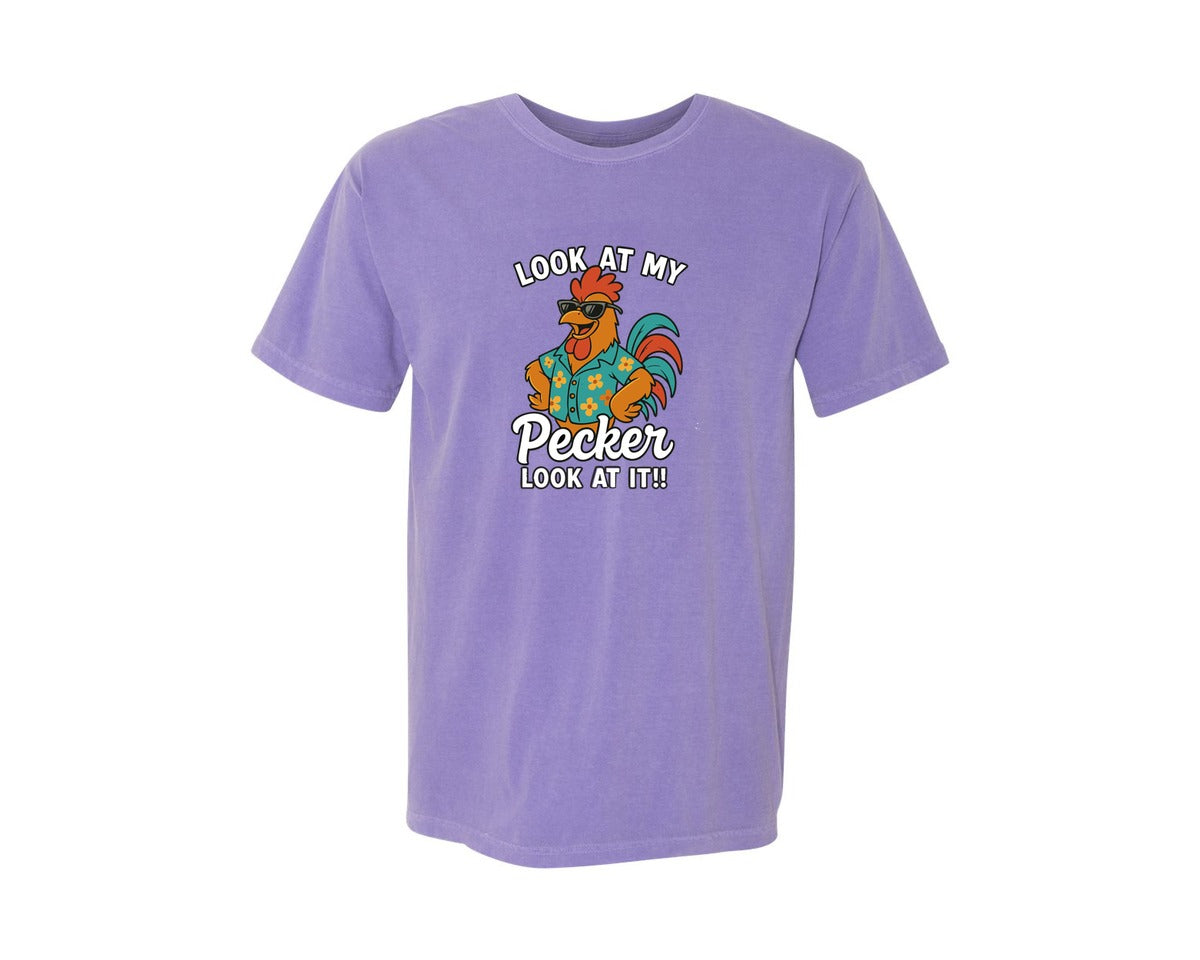 brand:Comfort Colors|color:Violet|Look At My Chicken T Shirt Graphic T-Shirt