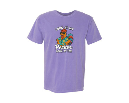 brand:Comfort Colors|color:Violet|Look At My Chicken T Shirt Graphic T-Shirt
