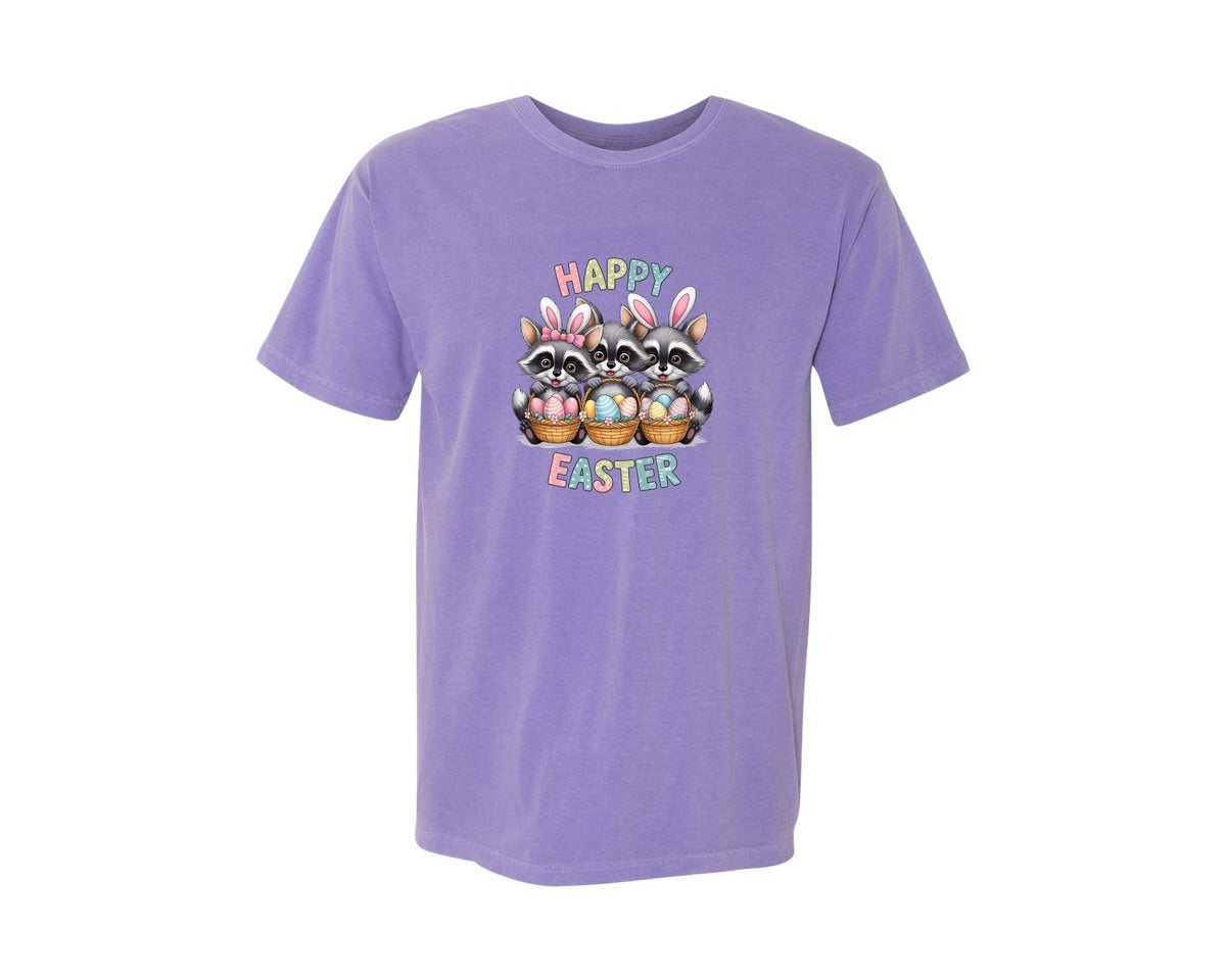 brand:Comfort Colors|color:Violet|Feral Easter Raccoon Graphic T-Shirt