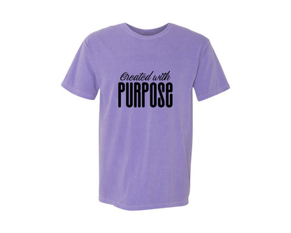 brand:Comfort Colors|color:Violet|Created With Purpose Sleeve Design Graphic T-Shirt