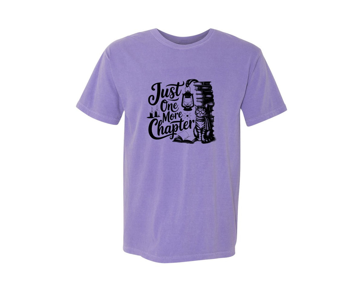 brand:Comfort Colors|color:Violet|Just One More Chapter T Shirt Design Graphic T-Shirt