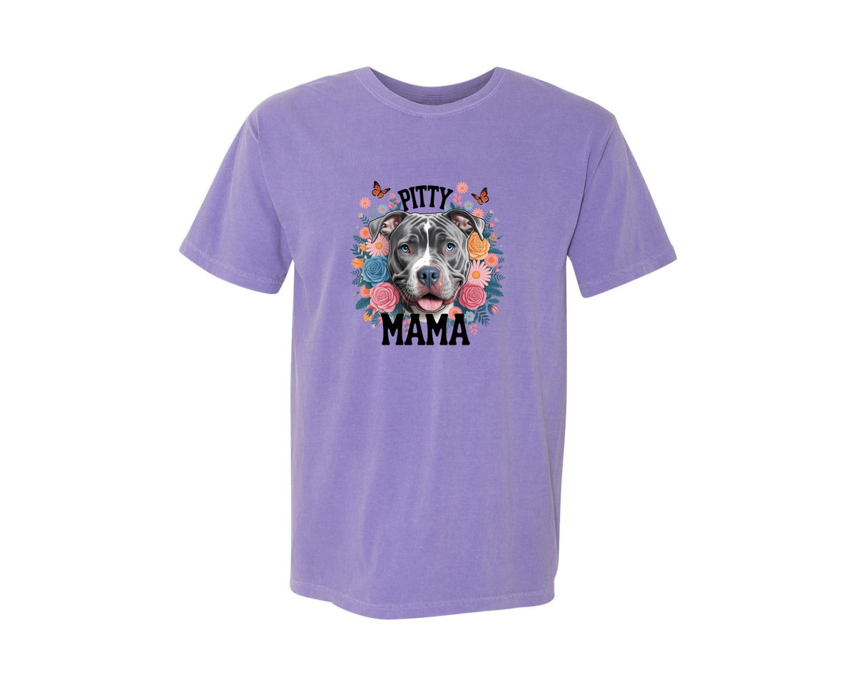 brand:Comfort Colors|color:Violet|Pitty Mama Cute Pitbull Dog Graphic T-Shirt