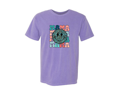 brand:Comfort Colors|color:Violet|Retro Leopard Mama Mothers Day Graphic T-Shirt