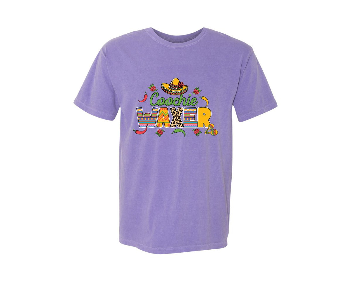 brand:Comfort Colors|color:Violet|Cinco De Mayo Coochie Waxer Mexico Graphic T-Shirt