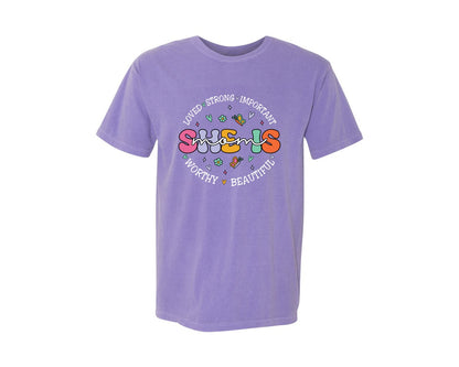 brand:Comfort Colors|color:Violet|She Is Mom Happy Mama Mothers Day Graphic T-Shirt