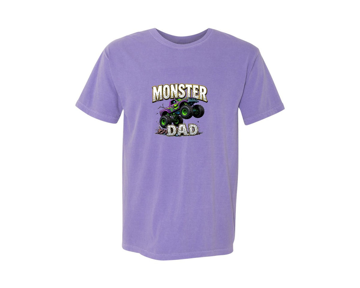 brand:Comfort Colors|color:Violet|Fathers Day Monster Truck T Shirtdesign Graphic T-Shirt