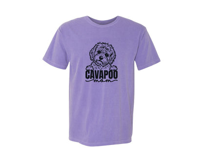 brand:Comfort Colors|color:Violet|Cavapoo Mom Dog Graphic T-Shirt