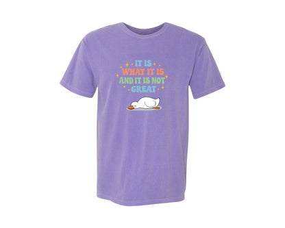brand:Comfort Colors|color:Violet|Funny Duck It Is What It Is Graphic T-Shirt
