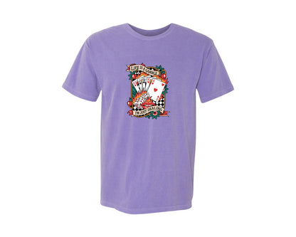 brand:Comfort Colors|color:Violet|Life Is A Gamble Tattoo Design 3 Graphic T-Shirt