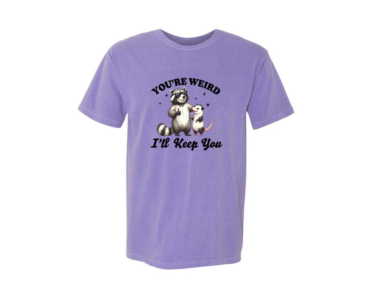brand:Comfort Colors|color:Violet|Sarcastic Funny Raccoon Possum Weird Graphic T-Shirt