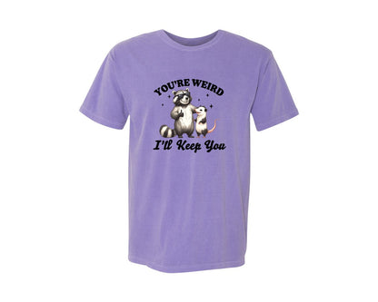 brand:Comfort Colors|color:Violet|Sarcastic Funny Raccoon Possum Weird Graphic T-Shirt