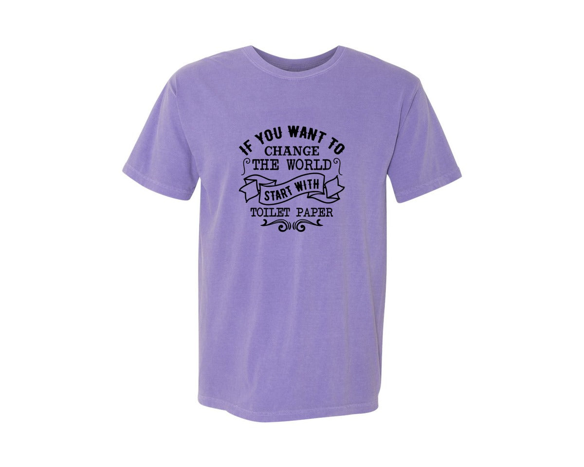 brand:Comfort Colors|color:Violet|Funny Bathroom Sign 3 Graphic T-Shirt