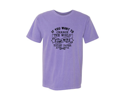 brand:Comfort Colors|color:Violet|Funny Bathroom Sign 3 Graphic T-Shirt