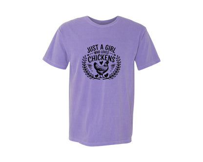 brand:Comfort Colors|color:Violet|Just A Girl Who Loves Chickens T Shirt D Graphic T-Shirt