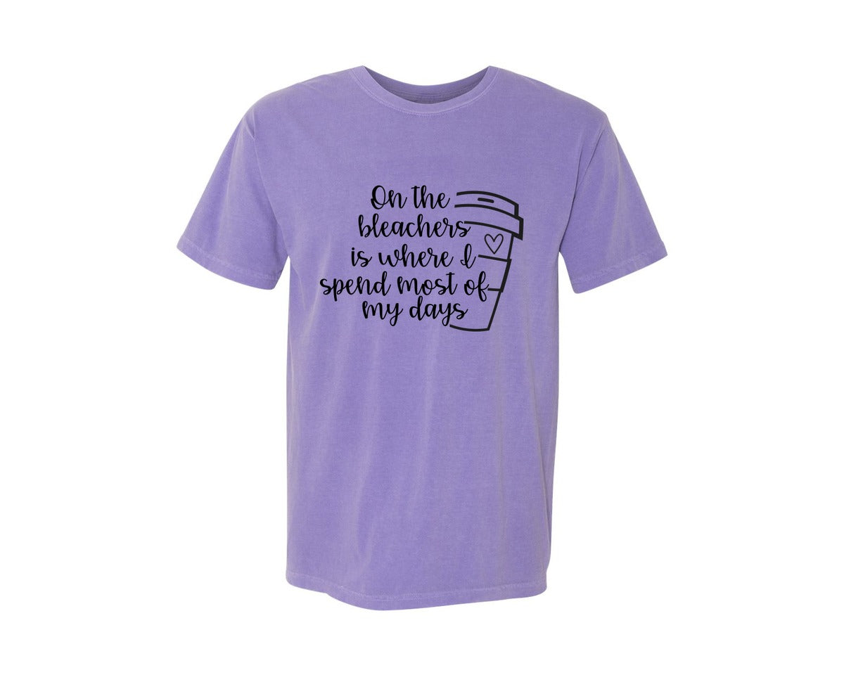 brand:Comfort Colors|color:Violet|On The Bleachers Sports Mom Graphic T-Shirt
