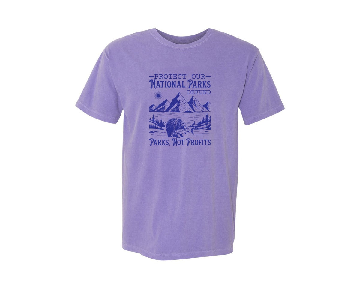 brand:Comfort Colors|color:Violet|Protect Our National Parks Defund Doge Graphic T-Shirt