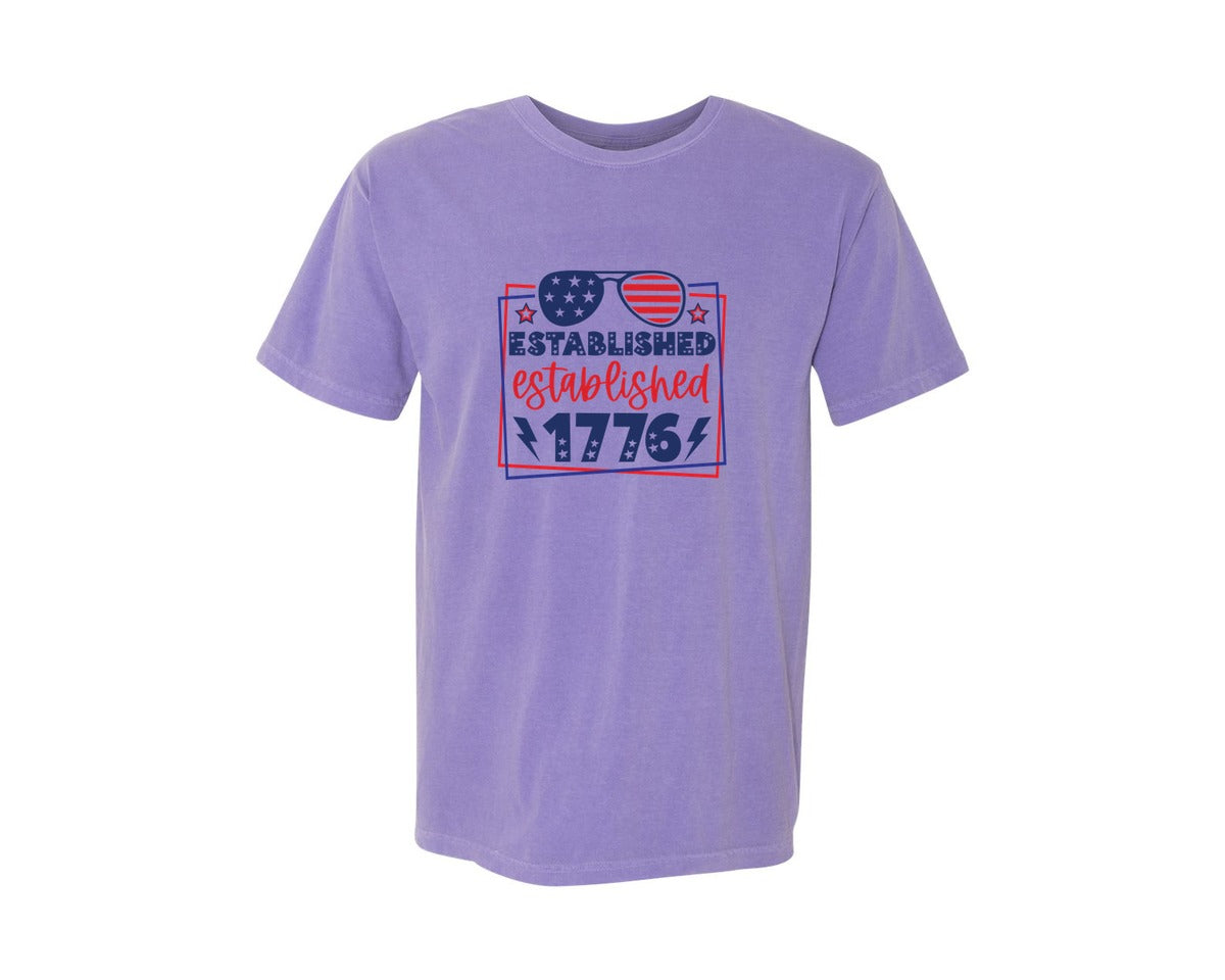 brand:Comfort Colors|color:Violet|Established 1776 2 Graphic T-Shirt
