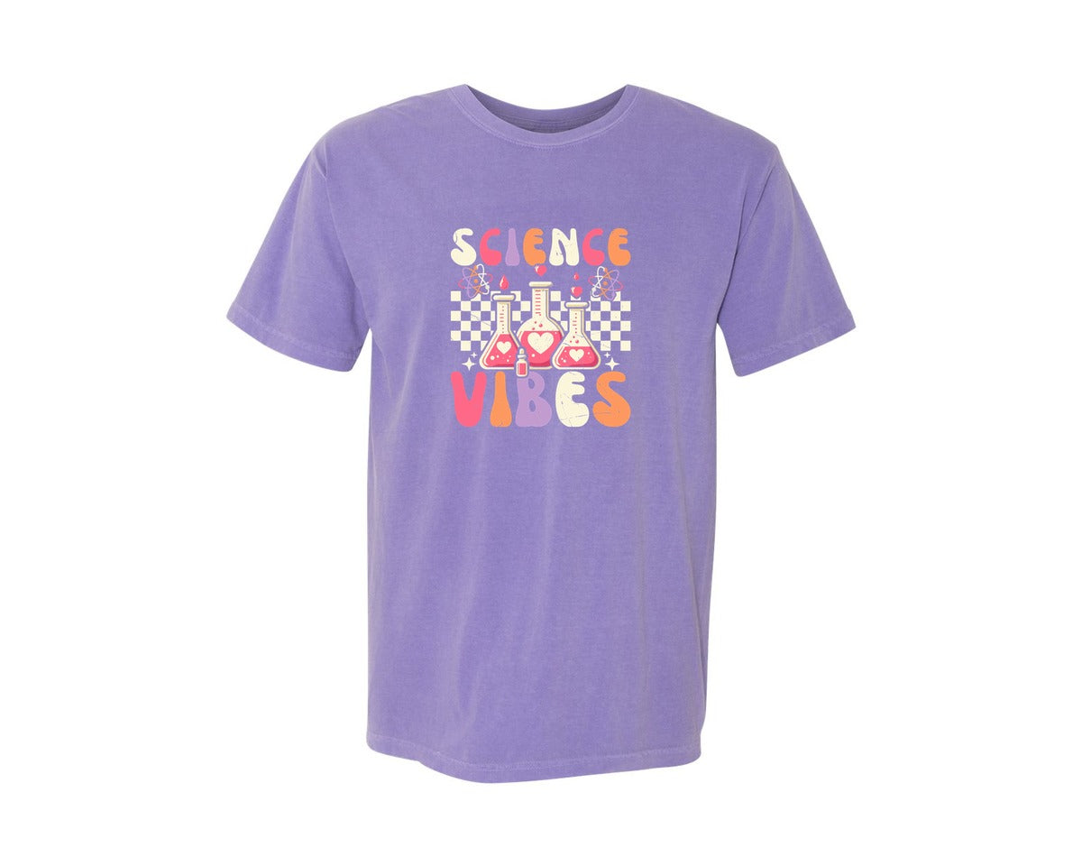 brand:Comfort Colors|color:Violet|Groovy Science Vibes Chemistry T Shirt Graphic T-Shirt