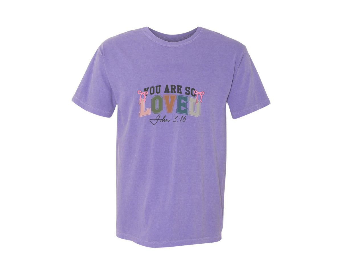 brand:Comfort Colors|color:Violet|You Are So Loved 33 Graphic T-Shirt