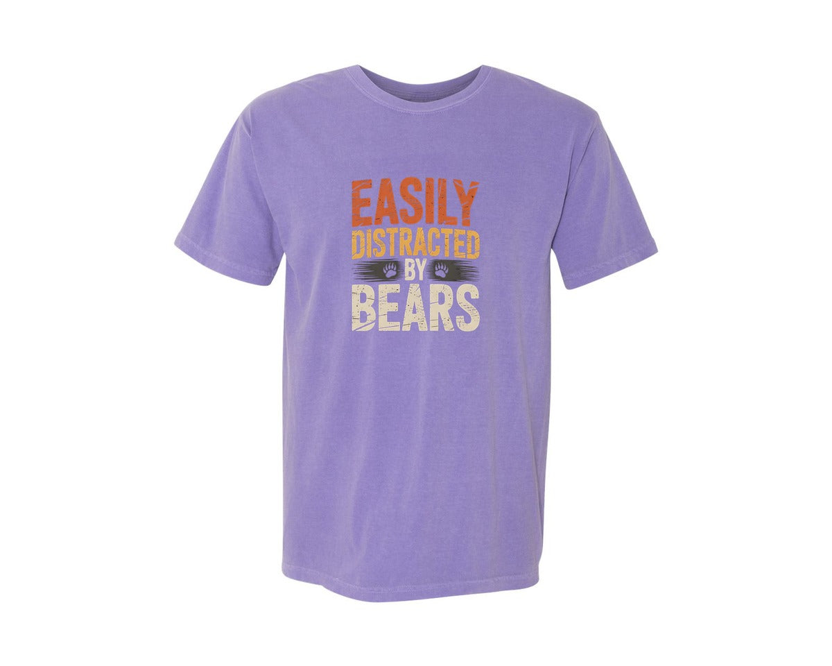 brand:Comfort Colors|color:Violet|Easily Distracted By Bears Gay Bear Graphic T-Shirt