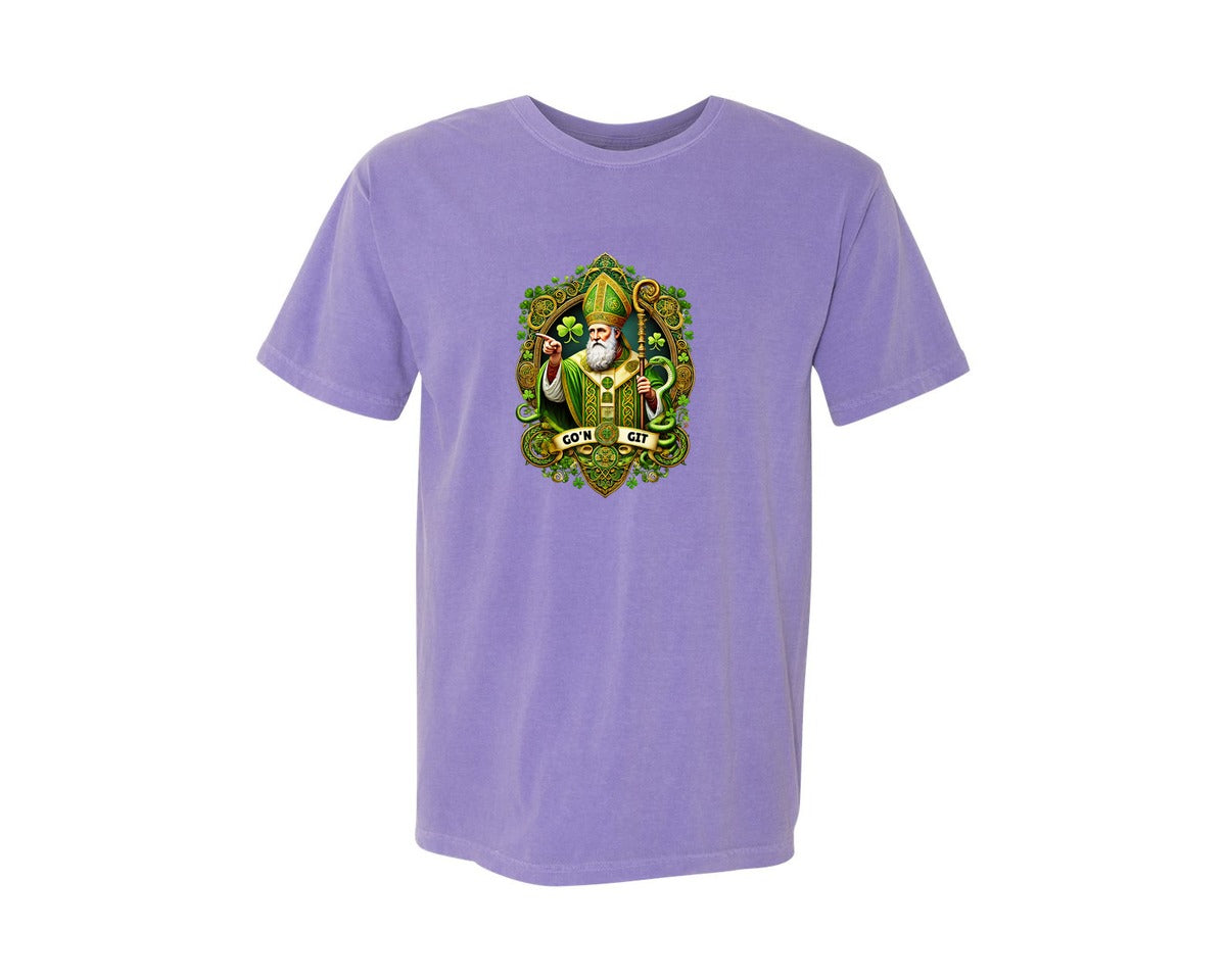 brand:Comfort Colors|color:Violet|St Patricks Day Saint Patrick Graphic T-Shirt