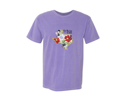 brand:Comfort Colors|color:Violet|For The Love Of Texas Floral Texas 2 Graphic T-Shirt