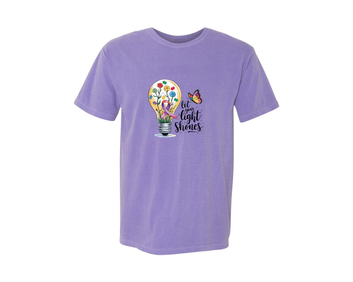 brand:Comfort Colors|color:Violet|Autism Awareness Let Your Light Shine Graphic T-Shirt
