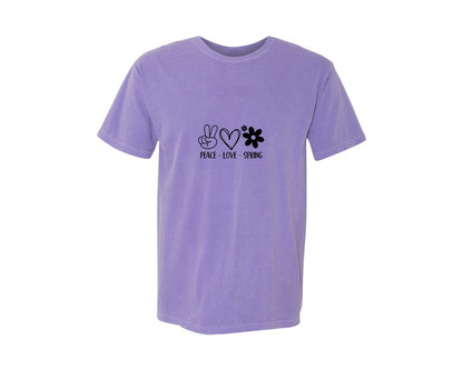 brand:Comfort Colors|color:Violet|Peace Love Spring 4 Graphic T-Shirt