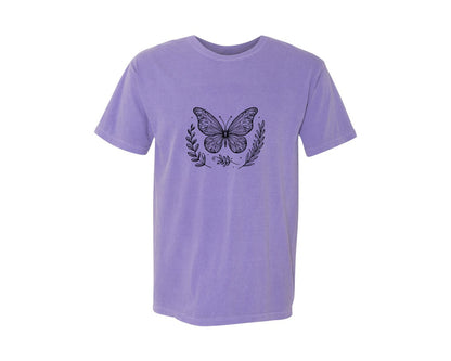 brand:Comfort Colors|color:Violet|Butterfly Design Graphic T-Shirt