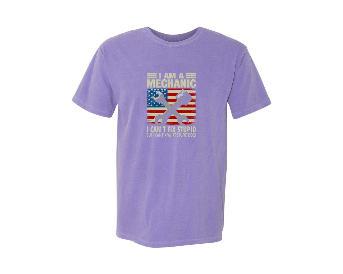 brand:Comfort Colors|color:Violet|Patriotic Mechanic Quote T Shirt Graphic T-Shirt