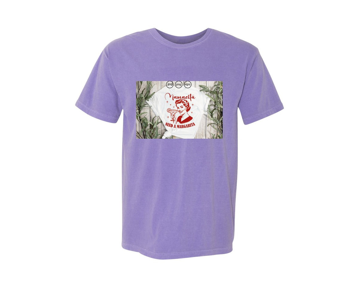 brand:Comfort Colors|color:Violet|Mamacita Needs A Margarita 26 Graphic T-Shirt