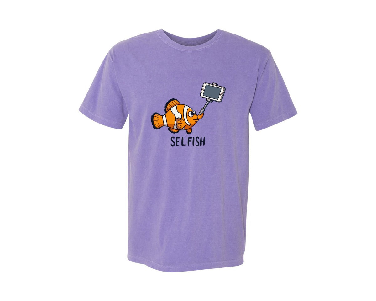 brand:Comfort Colors|color:Violet|Selfish Clownfish Funny Fish Design Graphic T-Shirt